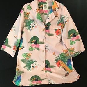 NWOT- Woodstock Laundry Tropical Night Shirt / Sleep Shirt - Large